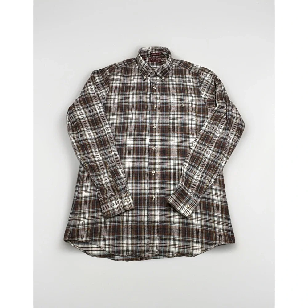 Vintage Levi's Flannel Mens L Tailored For Men Long Sleeve Button Up Plaid Shirt